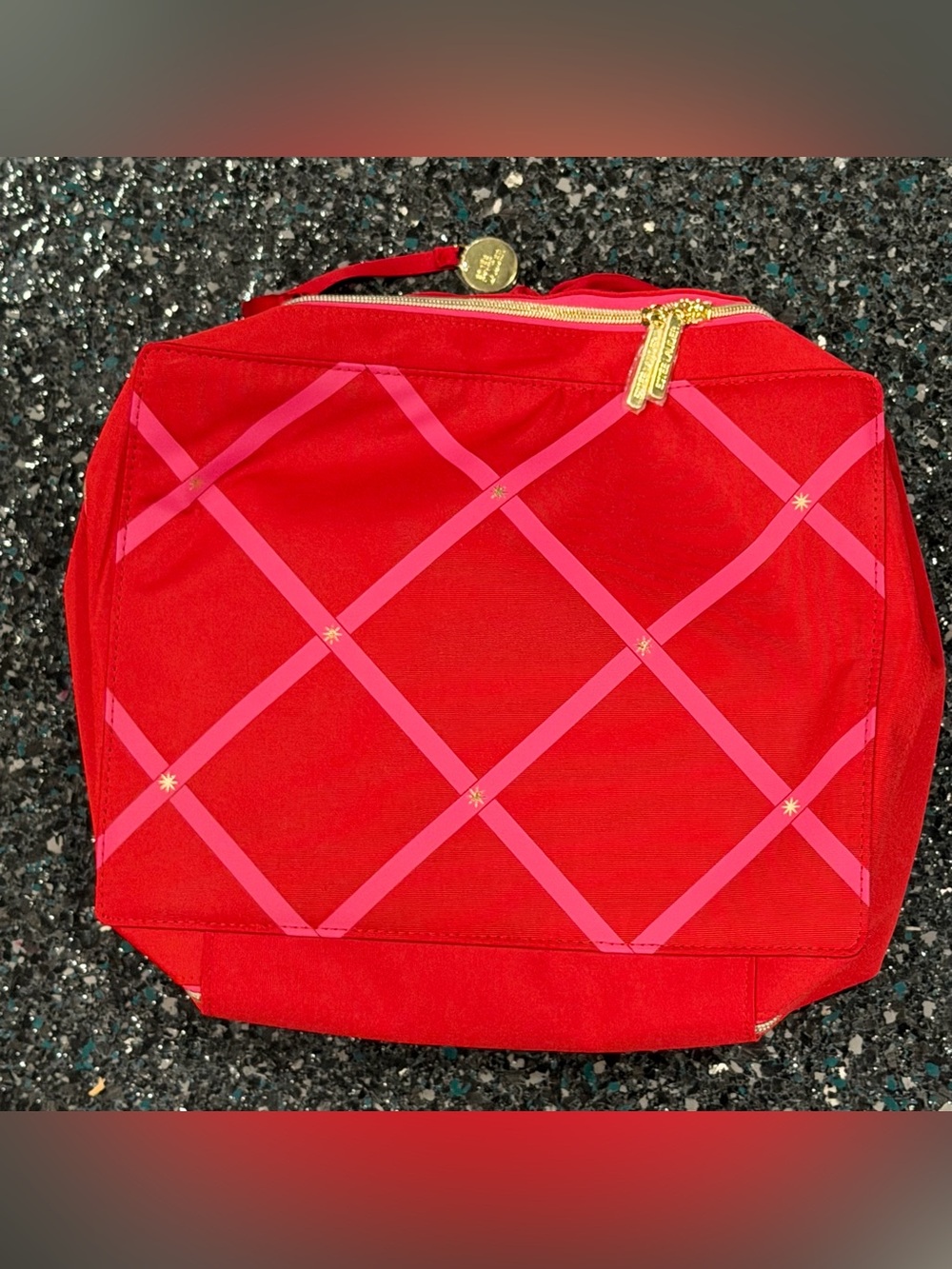 Estee Lauder Red Christmas Holiday 2021 Case Makeup Cosmetic Travel Bag Tote